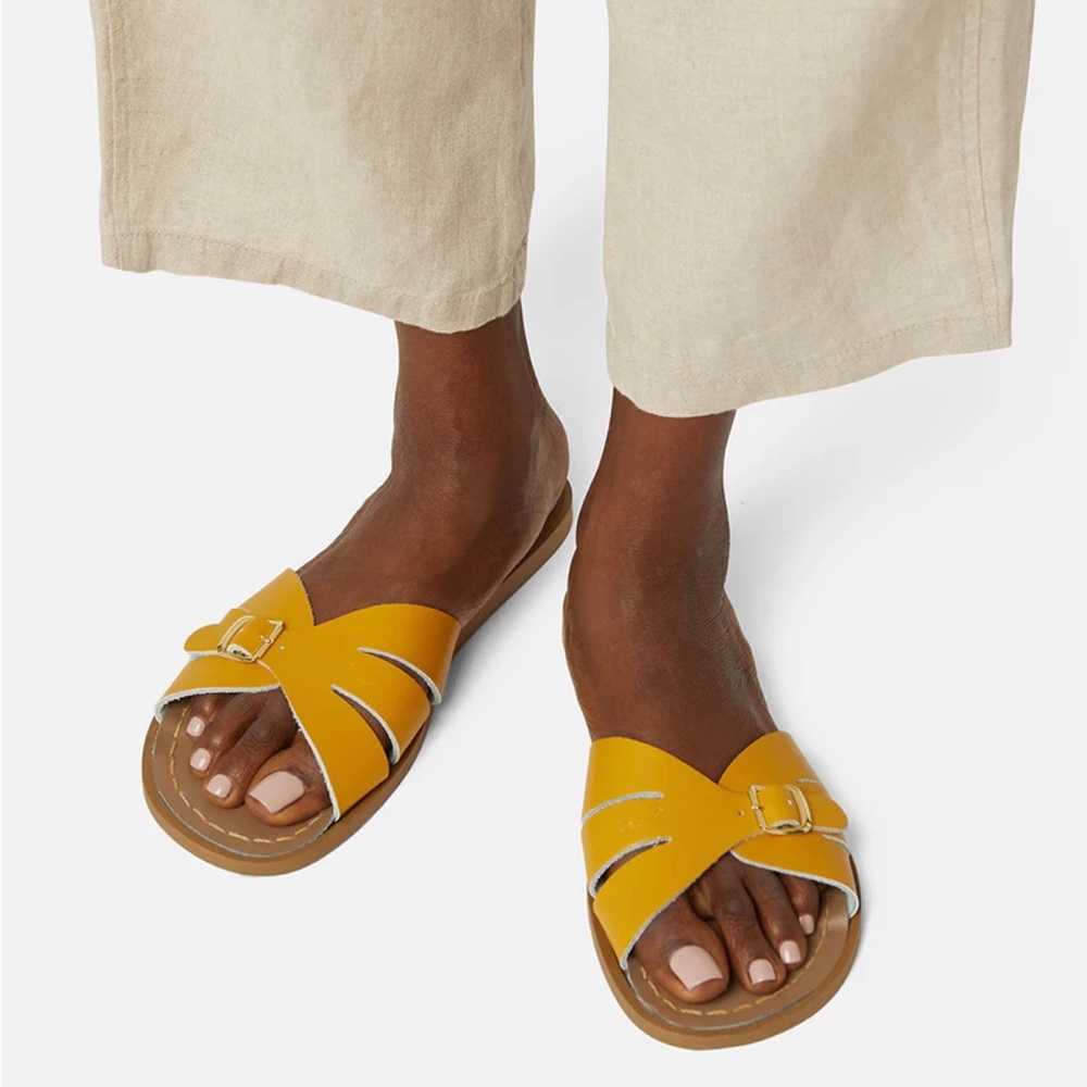 Salt Water Womens Mustard Classic Slides - Size US 8 / Hoy Size 6 - Picture 14 of 15